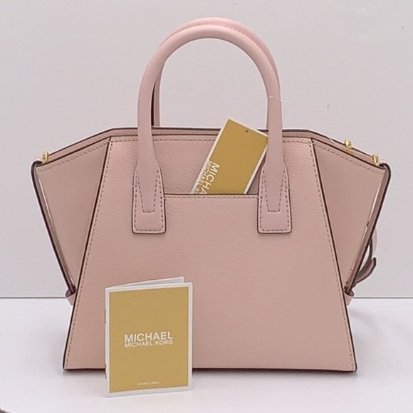 Michael Kors Avril Small Leather Top-Zip Satchel Powder Blush color - Picture 3 of 16